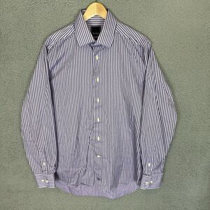 David Donahue Shirt Mens 16.5 34/35 Purple Long Sleeve Button Up Trim Fit Dress